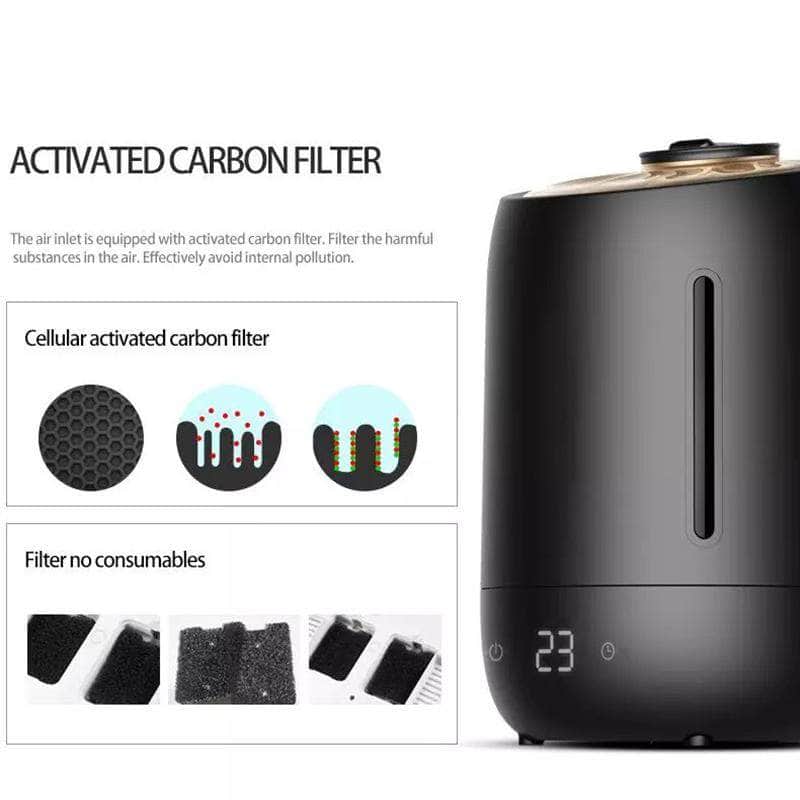 AiryMist Air Humidifier | Air Purifying Mist Maker with Intelligent Touch Screen, Black