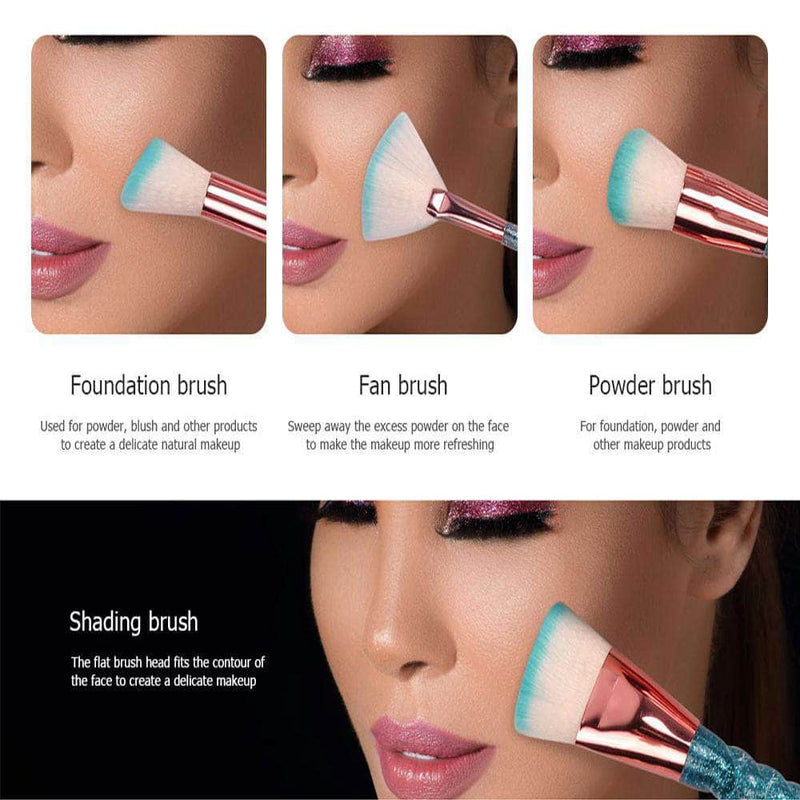 Balare 10-pcs Makeup Brush Set with Blue Crystal Handle