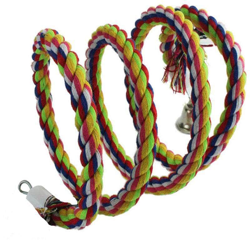 BirdSight Colorful Cotton Bungee Rope Bird Toy with Ringing Bell