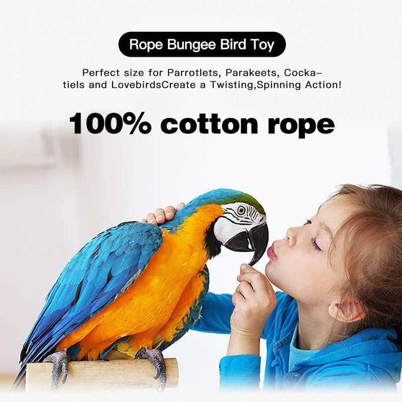 BirdSight Colorful Cotton Bungee Rope Bird Toy with Ringing Bell
