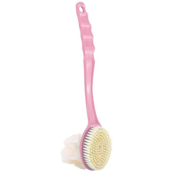 Brussh 2 IN 1 Shower Body Brush with Bristles & Loofah Back Scrubber Sponge with Long Curved Handle - Ooala
