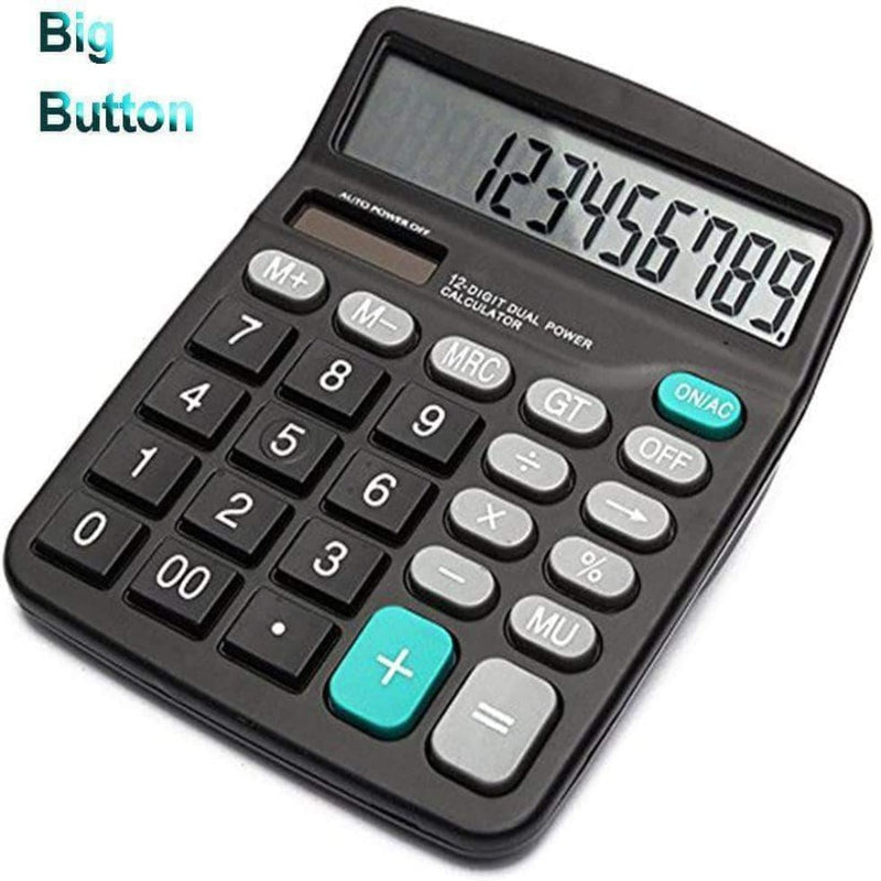 ClipShop 12-Digits Large LCD Display Basic Calculator with Solar Battery - Ooala