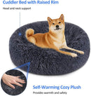 Cuppy Calming Faux Fur Donut Cuddler Bed for Dog & Cat | Washable Round Pillow | Gray
