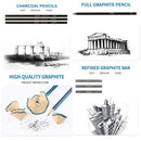 DrawBee 33 Pcs Professional Art Kit with Charcoal and Graphite Pencils for Drawing