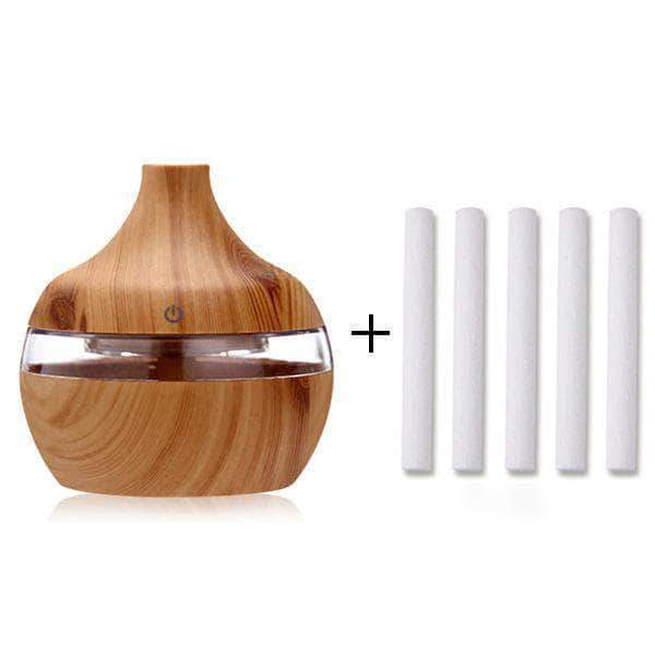 ForestMist  7 Color Night Light Cool Mist Essential Oil Humidifier with 5 Cotton Swabs, Light Brown