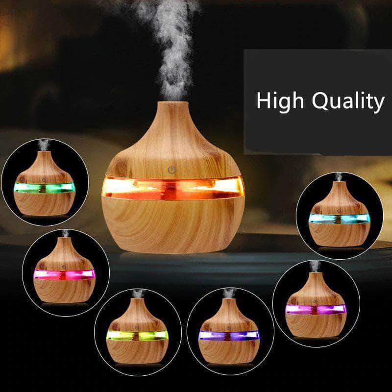 ForestMist  7 Color Night Light Cool Mist Essential Oil Humidifier with 5 Cotton Swabs, Light Brown