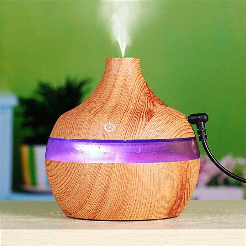 ForestMist  7 Color Night Light Cool Mist Essential Oil Humidifier with 10 Cotton Swabs, Light Brown