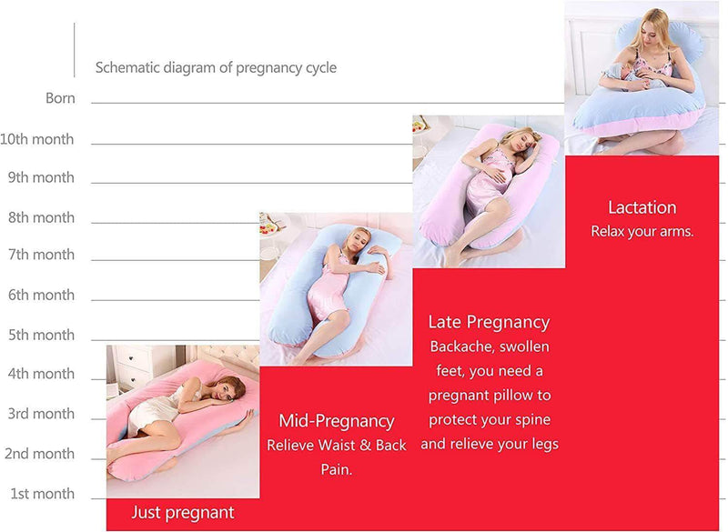 JMS Cotton Maternity Body Pillow | U Shaped Pregnancy Sleeping Support - Ooala