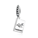 Lacic 925 Sterling Silver Passport Charm with Clear Crystal Travel Dangle Charm