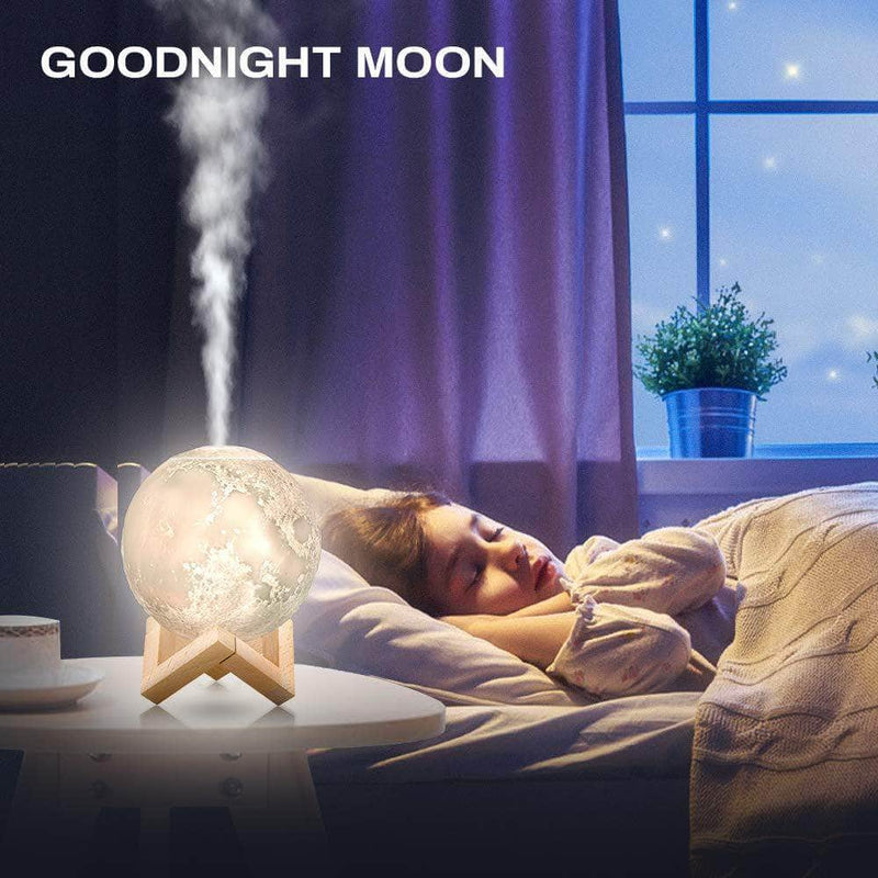 LeafHaze 3D Ultrasonic USB Moon Humidifier with LED Night Lamp