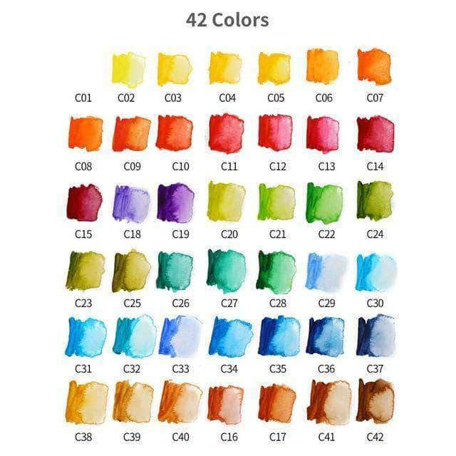 Pixeron Watercolor Paint Set | 42 Assorted Colors, Foldable and Portable Pocket Size