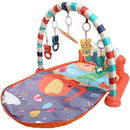 Peqon Baby Crawling & Play Mat with 5 Educational Sensory Activity Gym Toy Rack plus Piano