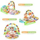 Peqon Baby Crawling & Play Mat with 5 Educational Sensory Activity Gym Toy Rack plus Piano