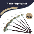 Piccassia 6-pcs Fan Shaped Nylon Hair Paint Brush