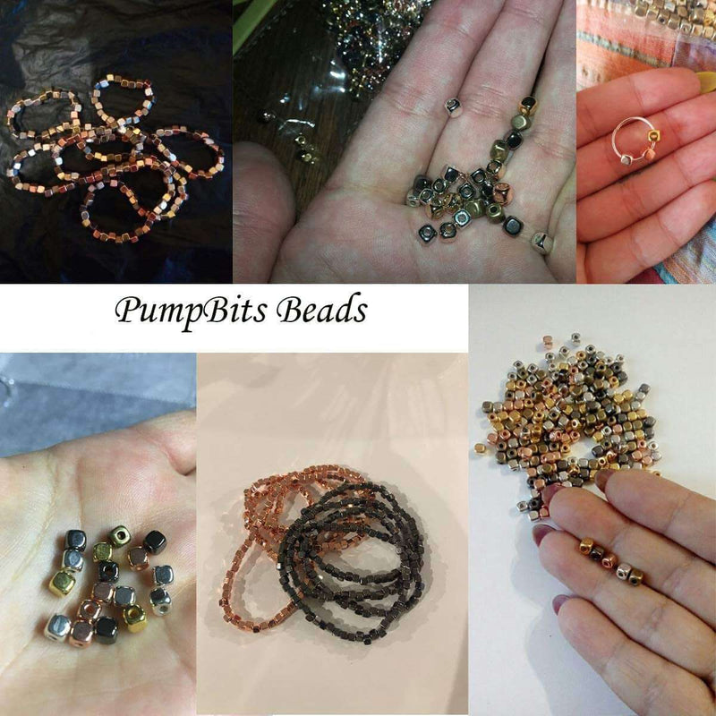 PumpBits 200Pcs 4mm CCB Acrylic Plated Square Seed Space Beads for DIY Jewelry Making Supplies