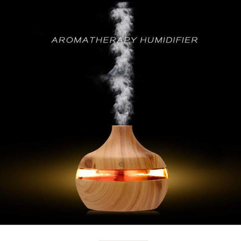 Purex Cool Mist Humidifier | Aroma Essential Oil Diffuser | Changing LED Lights, Lt. Wood Grain 300ml - Ooala