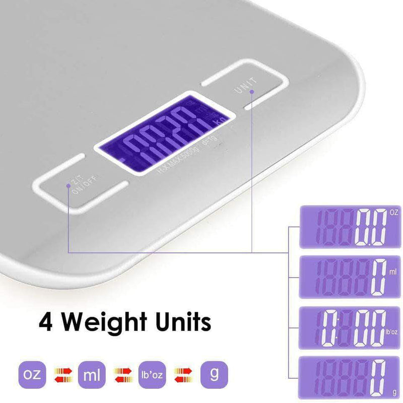 Scaled Digital Kitchen Food Scale 5kg/11lb. Stainless Steel with LCD Display - Ooala
