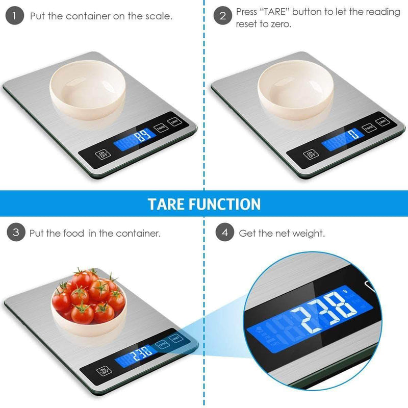 Scaled Digital Kitchen Food Scale 5kg/11lb. Stainless Steel with LCD Display - Ooala