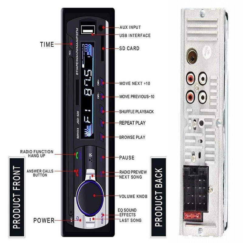 Stark In-dash Car Radio (ISO Port) with Remote | USB/SD/MP3 Player | Handsfree Bluetooth for Mobile - Ooala