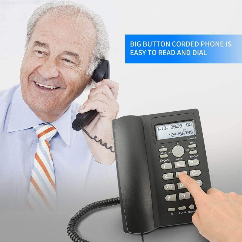 Zlymo Corded Telephone with Caller Number Display | DTMF/FSK Dual System Landline - Ooala