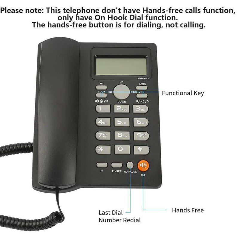 Zlymo Corded Telephone with Caller Number Display | DTMF/FSK Dual System Landline - Ooala